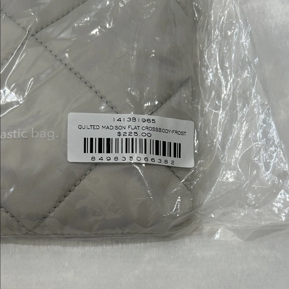MZ Wallace Quilted Madison Flat Crossbody NWT, unopened. Light grey “Frost” - Picture 2 of 9